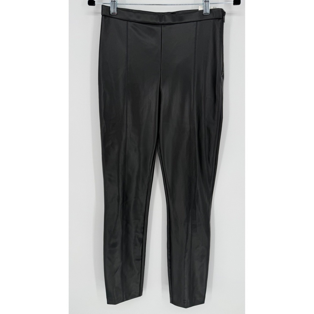 ZARA FAUX LEATHER BLACK‎ PANTS ANKLE SLIT MEDIUM NWT
